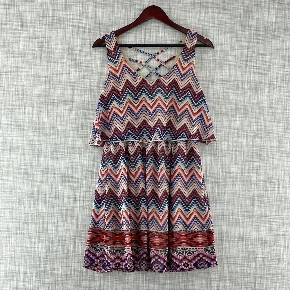 Speechless Size Large Sleeveless Women’s Multicolored Patterned Dress 272